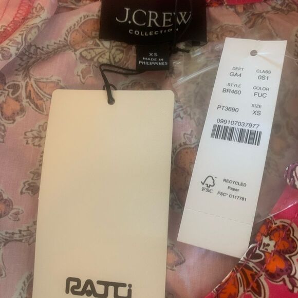 J Crew Collection NEW Tie-Waist Cotton Poplin Dress in Ratti® Pink Blooms Print - Picture 12 of 14
